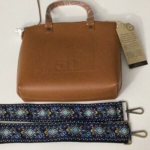 NWT FEED Eleanor Bag Russet Leather with New Woven Guitar Strap